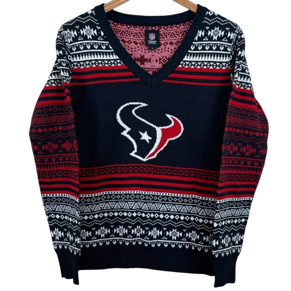 NFL Team Apparel Houston Texans Red White Blue Women’s Sweater Size Large